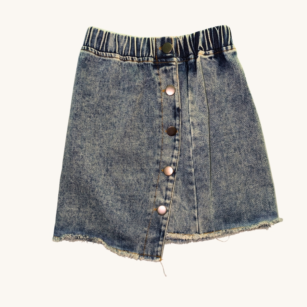 Denim Button-Front Skirt